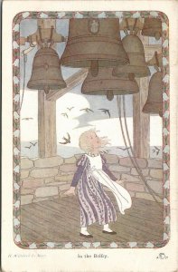 Le Mair Little People Darling Girl In the Belfry Augener Postcard V18