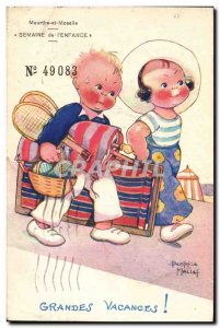 Old Postcard Fantasy Illustrator Child Beatrice Mallet Great Vacations