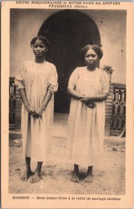 Ivory Coast Moossou Two Young Girls on the Eve Christian Wedding Postcard 09.09