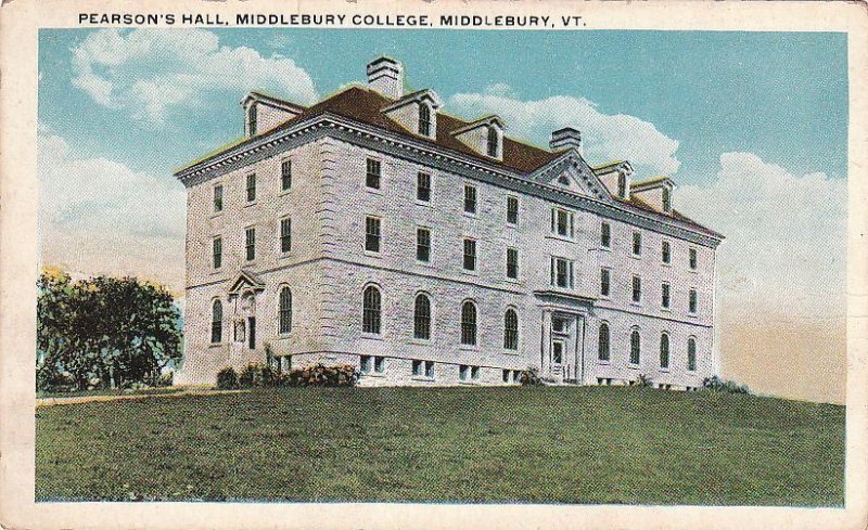 Postcard Pearson's Hall Middlebury College Vermont