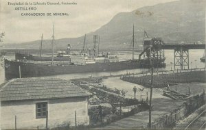 S.S. Rhiv mineral cargo ship Astillero Spain cargaderos de mineral 1908 postcard 