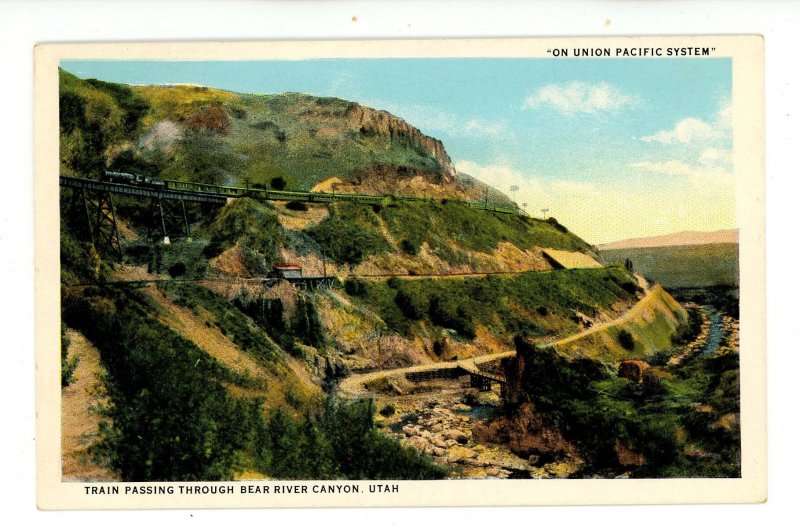 UT - Bear River Canyon. Train Passing Through