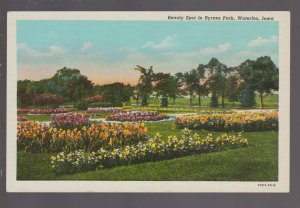 Waterloo IOWA c1940s BYRNES PARK Flower Garden FLOWERS CURTEICH LINEN IA