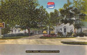 Jacksonville Illinois Crains Motel Street View Antique Postcard K42893