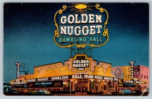 Golden Nugget Gambling Hall Saloon & Restaurant, Las Vegas Nevada, 1955 Postcard