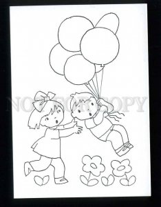 211031 Lithuania ROZINENE children balloons old postcard