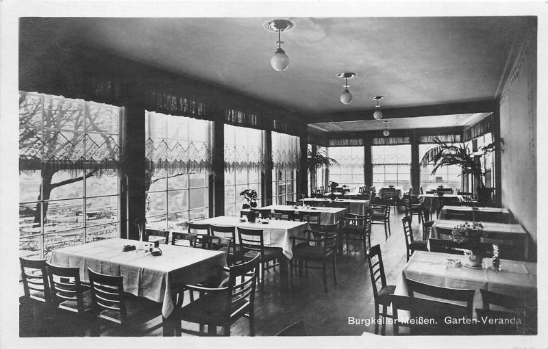 Meissen Germany 1929 RPPC Real Photo Postcard Hotel Burgkeller Garden Veranda