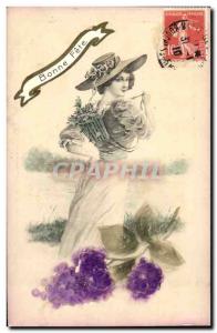 Old Postcard Fantasy Flowers Woman