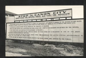 RPPC CANON CITY COLORADO MUSEUM ADVERTISING SIGN REAL PHOTO POSTCARD