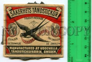 500263 SWEDEN SWALLOW Vintage match label