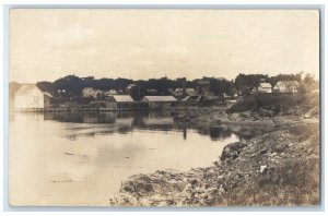c1905 Home Residence Shoreline View Searsport Maine ME RPPC Photo Postcard