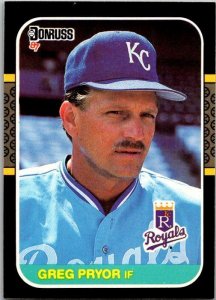 1986 Donruss Baseball Card Greg Pryor Kansas City Royals sk12273