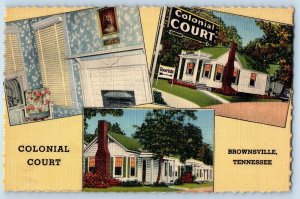 Brownsville Tennessee Postcard Colonial Court Exterior Guest Room c1940s Vintage