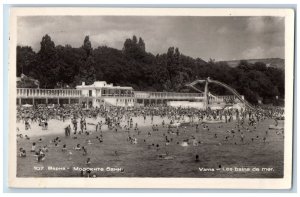 Bulgaria Postcard Beach Bathing at Varna Scene c1930's Posted RPPC Photo