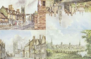 Stamford Lincolnshire 4x Stunning History Painting Postcard s