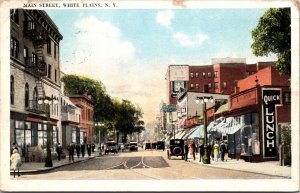 Postcard Main Street in White Plains, New York 