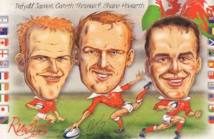 Dafydd James Gareth Thomas Shane Howarth Welsh Rugby Postcard