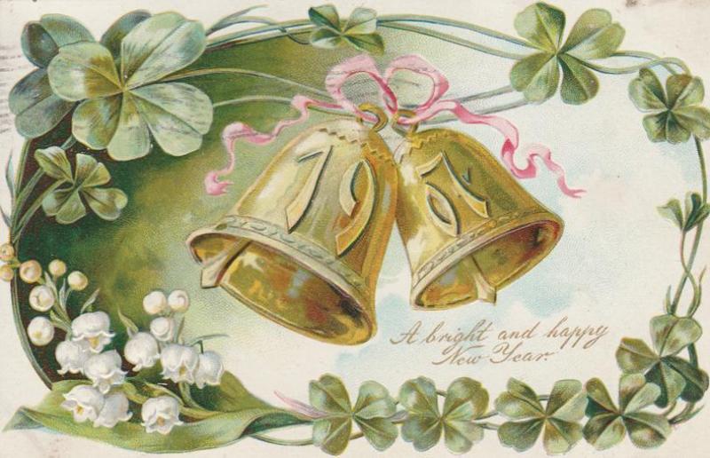 Bright and Happy 1907 New Year Greeting - Bells - pm 1906 - DB