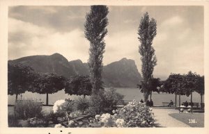 Switzerland Vierwalderstaette Gegen Buergenstock Bench Flowers lake postcard