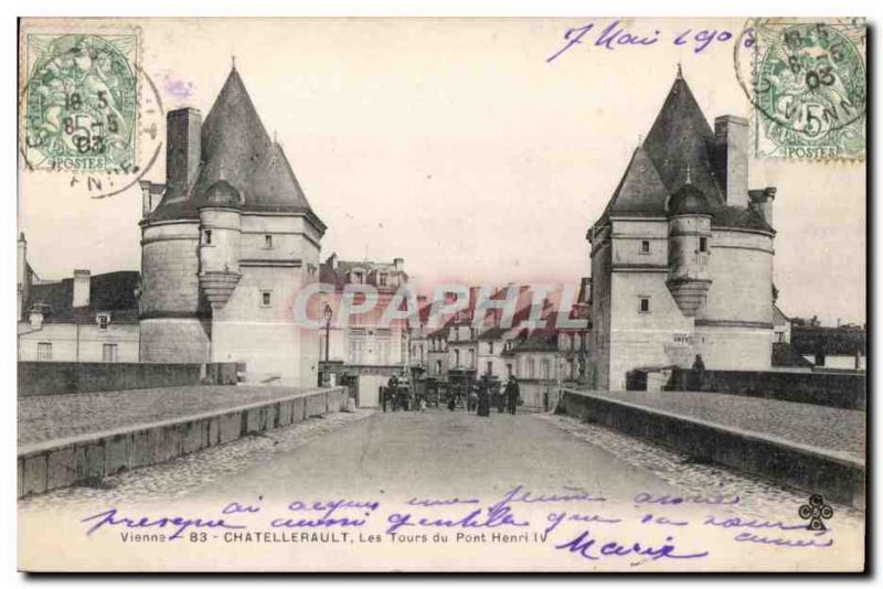 Old Postcard Chatellerault Las Tours Du Pont Henri