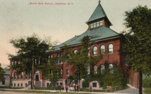 Vintage Postcard 1910's South Side School Building Institution Herkimer New York