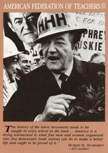 Postcard Hubert Humphrey Longtime Friend Of Labor Movement MacAlister College MI