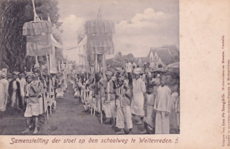 Weltevreden Samenstelling Festival Procession Indonesia Antique Postcard
