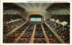 Interior Cleveland Public Hall Fifth City Ohio OH Postcard VTG UNP Curt Teich  