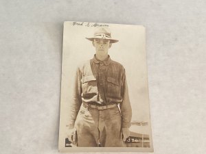Real Photo 1918 US Soldier Fred S. Graves AZO TRI 1 Grade 2