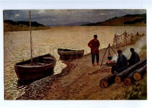 224013 RUSSIA Germashev Fishermen on Volga Lenz #206 Vintage