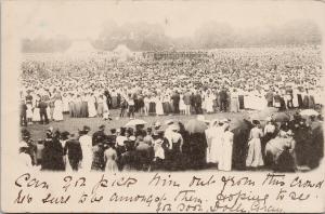 Large Crowd Brighton England UK c1904 Mezzotint Postcard E56