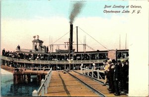 Postcard NY Chautauqua Lake Boat Landing at Celeron UDB - Steamer - C. 1905 A2