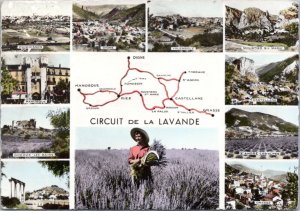 Postcard France Map - The Lavender Circuit rppc map with towns