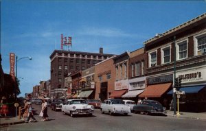Mason City Iowa IA Street Scene Visible Signs 1950s-60s Postcard