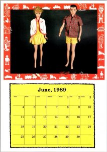 Calendar Card June 1989 Barbie and Ken Dolls