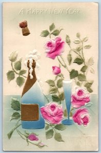 Clearlake Iowa IA Postcard Easter Champagne Roses Flowers Embossed 1911 Antique