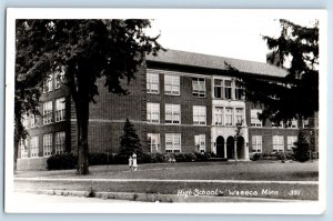 Waseca Minnesota MN Postcard RPPC Photo High School Building Campus c1940's