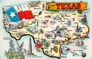 LPM30 Texas Map Chrome Postcard The Lone State State