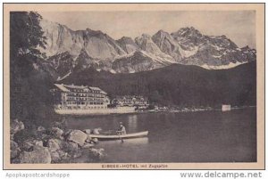 Germany Garmisch Partenkirchen Eibsee Hotel mit Zugspitze