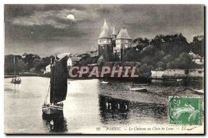 Old Postcard Pornic Le Chateau Moonlight