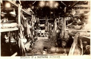 RPPC US Army  WW1  Interior of Barracks in  France   Postcard