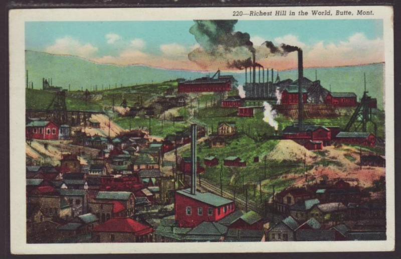 The Richest Hill in the World,Butte,MT Postcard 