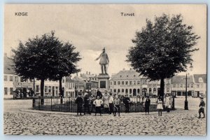 Koge Zealand Denmark Postcard The Square and Monument View c1910 Antique Posted