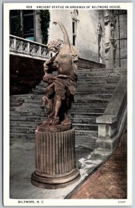 Vtg North Carolina NC Ancient Statue Biltmore Estate Grounds House Postcard