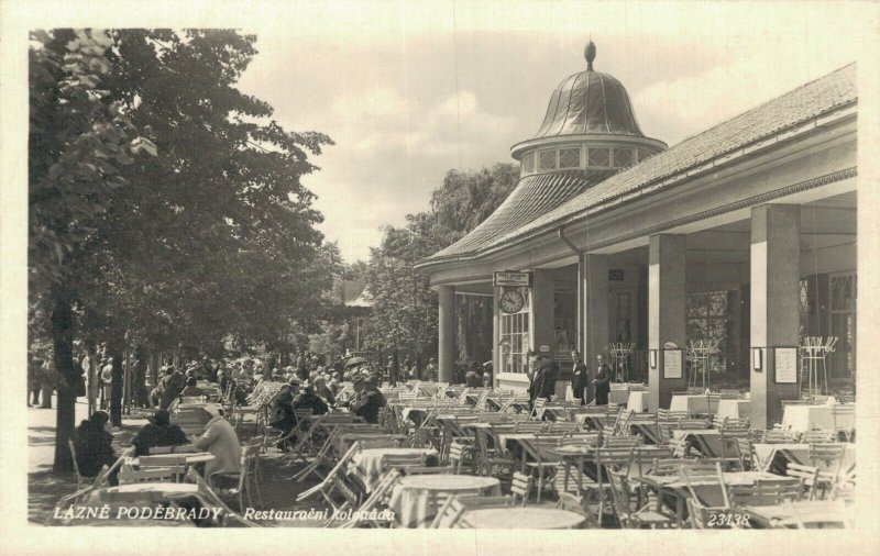 Czech Republic Lázně Poděbrady Restauracni Kolonada Podebrady Vintage RPPC 07.58