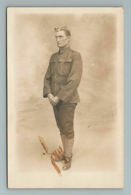 1910 - 1920 Soldier Man WWI WW1 Military Army RPPC Real Photo Postcard