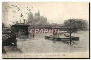 Old Postcard Floods Paris quai Montebello Notre Dame