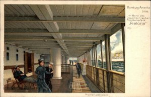 Hamburg-Amerika Line Steamships Ship c1900 Postcard PRETORIA PROMENADENDECK