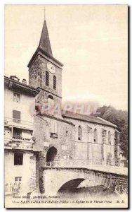 Old Postcard Saint Jean Pied de Port The Church and the Old Bridge