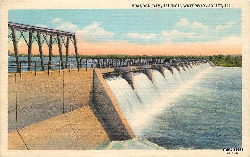 1940s Joliet Illinois Brandon Dam IIlinois Waterway Beach Teich linen 2143